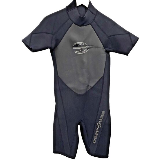 Deep See Mens S Black Short Sleeve Wetsuit Neoprene Surf Swim Diving Suit - Picture 2 of 16